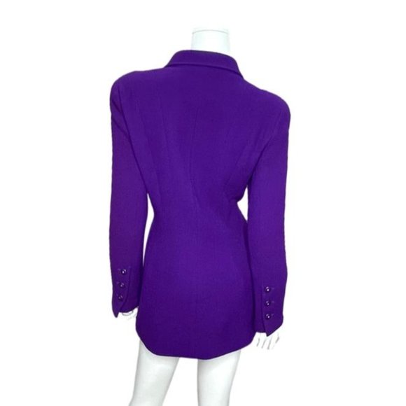 CHANEL Vintage 1995 Fall Winter 95A Wool Purple Gold Button Blazer - Picture 6 of 12